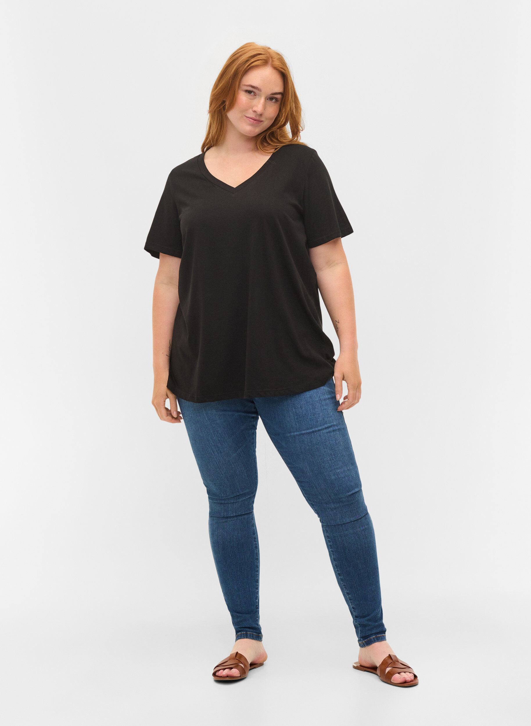 Zizzifashion 2-pack basic cotton t-shirt, Black/Black, Model image number 2