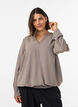 Balloon silhouette blouse with V-neck, Beige, Model image number 0
