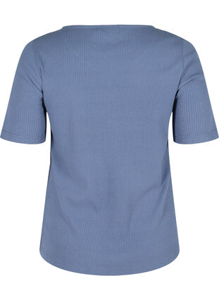 Short-sleeved T-shirt with buttons, Vintage Indigo, Packshot image number 1