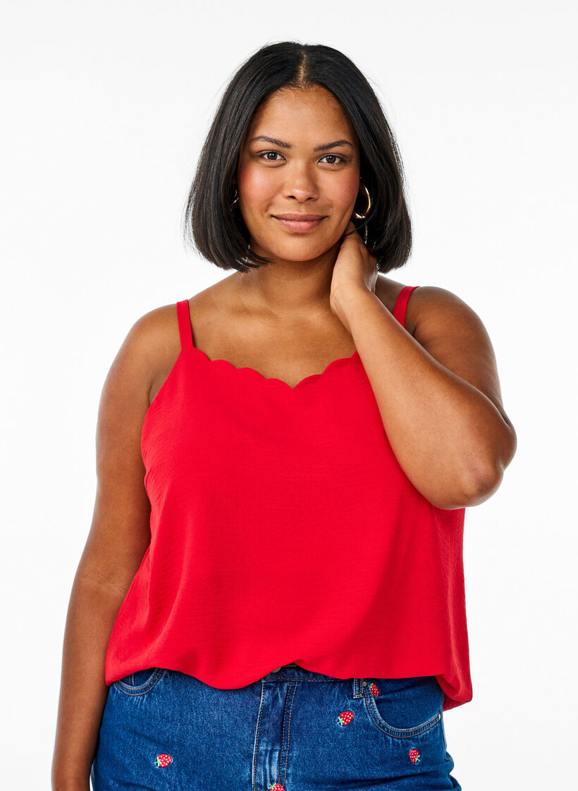 Top with a wavy hem, Red, Model image number 0