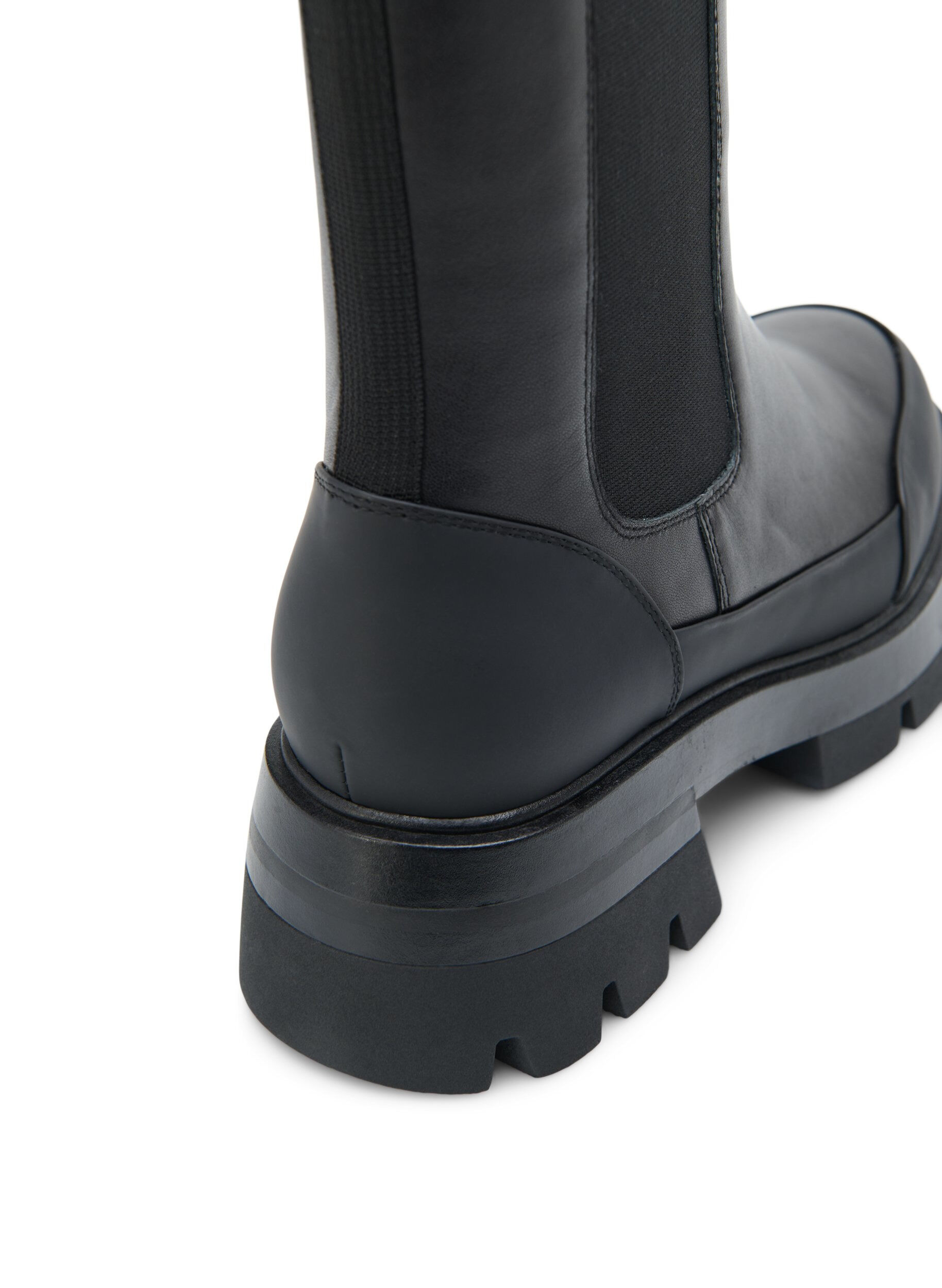 Zizzifashion Wide fit leather boot with chunky sole, Black, Packshot image number 3