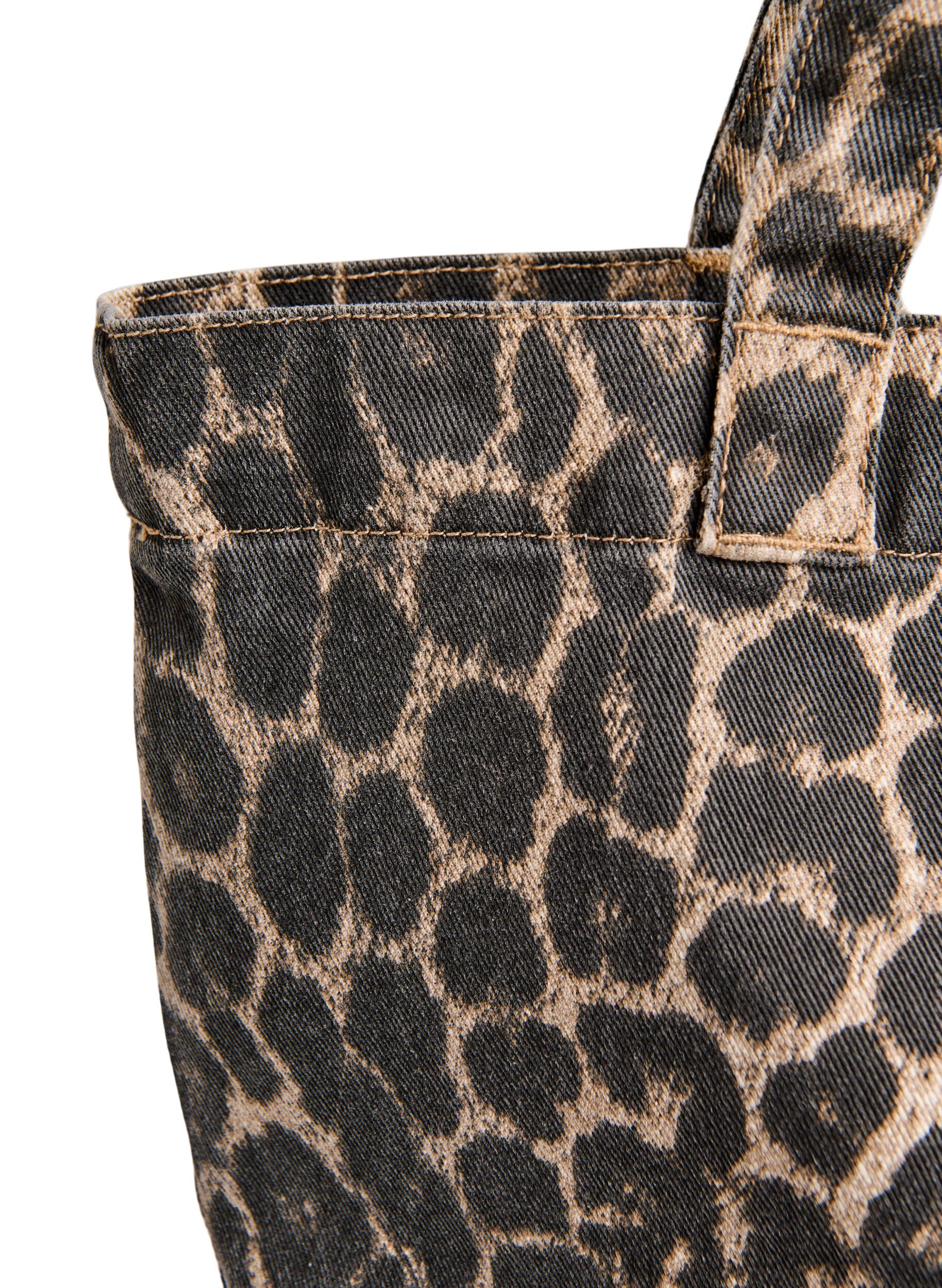 Zizzifashion Denim shopping bag with leopard print, Brown, Packshot image number 2