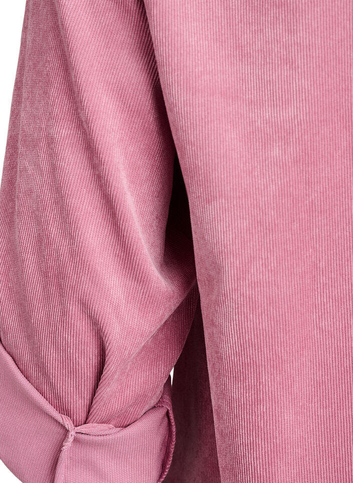 Corduroy dress with zipper and 3/4 sleeves, Rose, Packshot image number 3