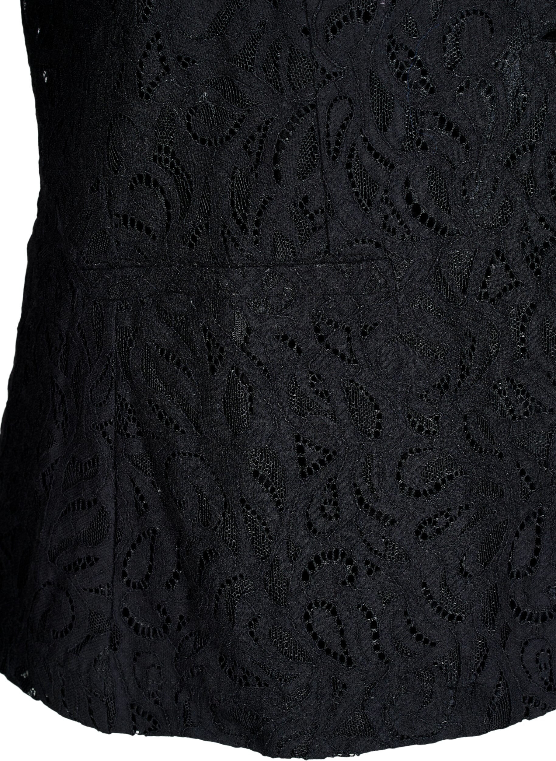 Zizzifashion Lace blazer with pockets, Black, Packshot image number 3