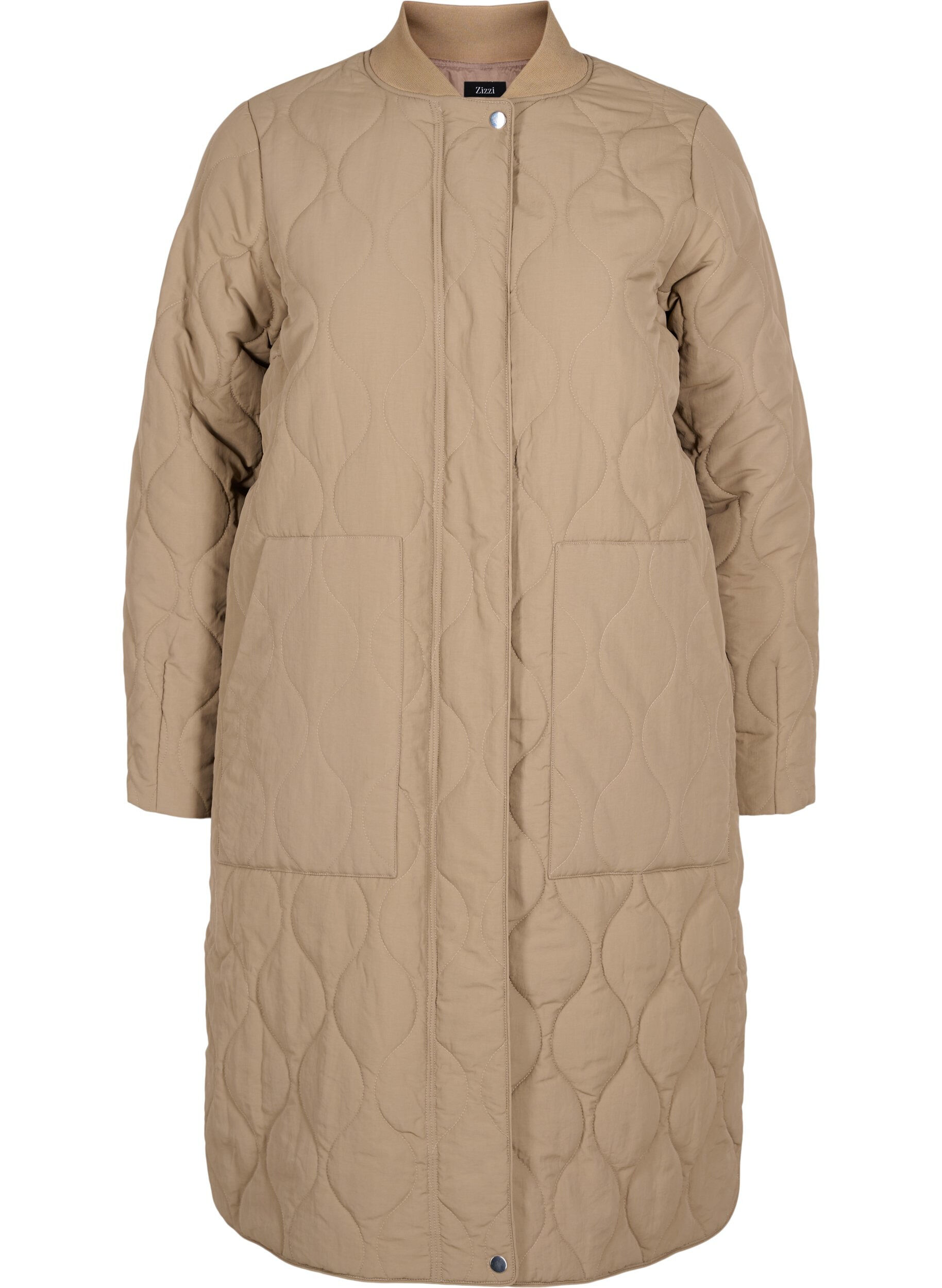Zizzifashion Long quilted jacket with zip and pockets, Amphora, Packshot image number 0