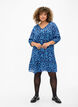 Printed dress with v-neck and 3/4 sleeves, Navy Blazer Leaf AOP, Model image number 2