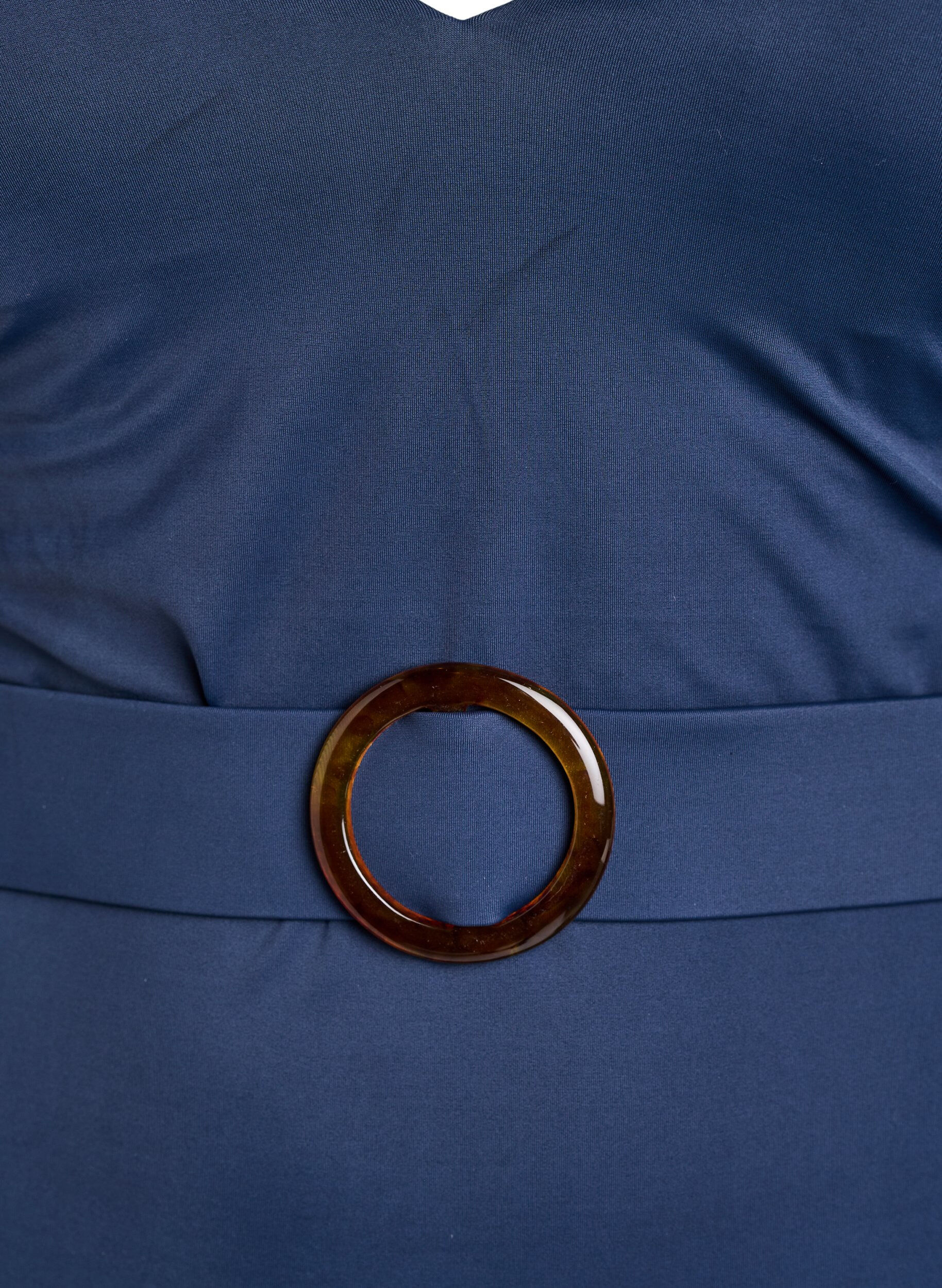 Zizzifashion Swimsuit with V-neck and belt, Blue, Packshot image number 2