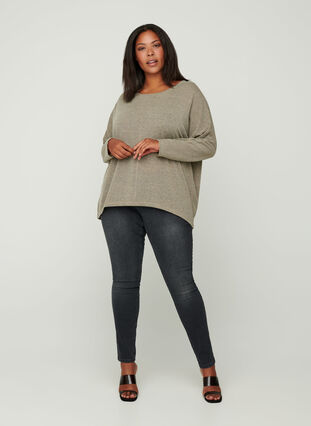 Plain-coloured blouse with long sleeves, Caramel Cream, Model image number 2