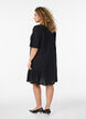 Knee-length cotton dress with embroidery and a V-neck, Black, Model image number 2