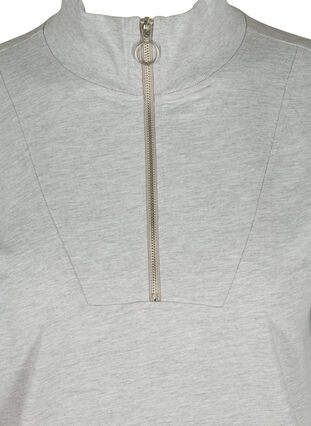 Mottled sweatshirt with zip, Light Grey Melange, Packshot image number 2