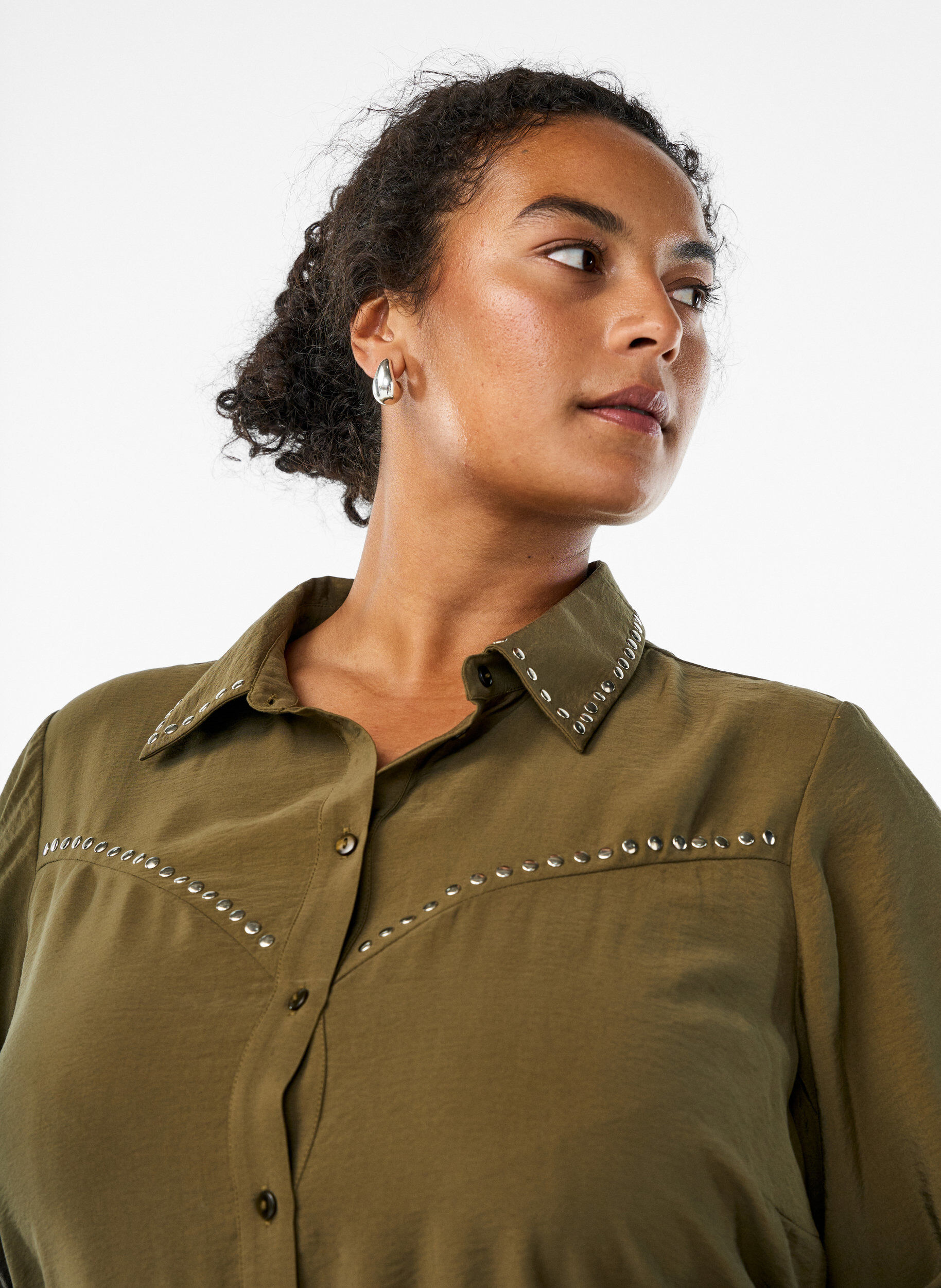 Zizzifashion Shirt with studs, Green, Model image number 4