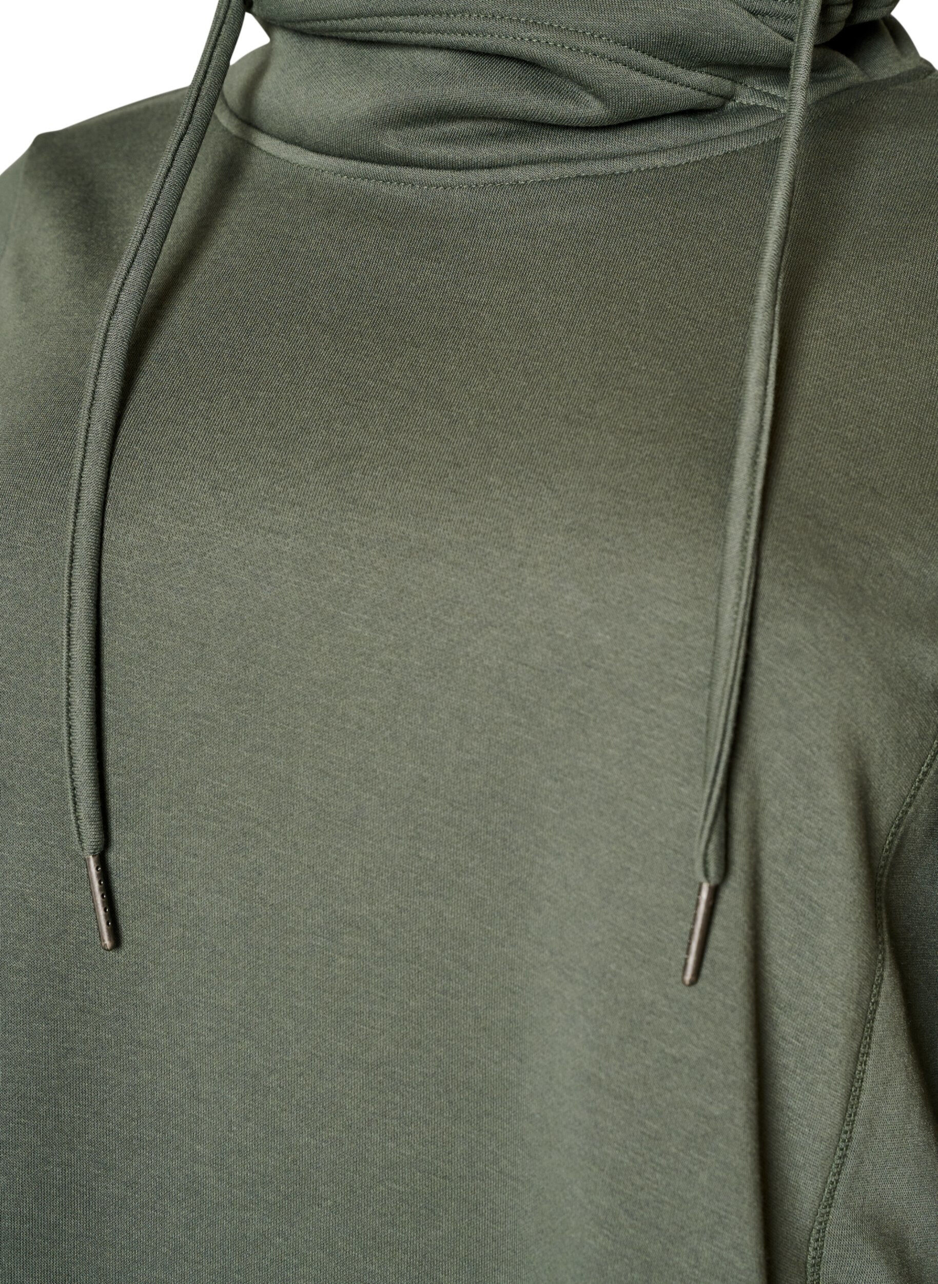 Zizzifashion Sweatshirt with high collar and pockets, Green, Packshot image number 2