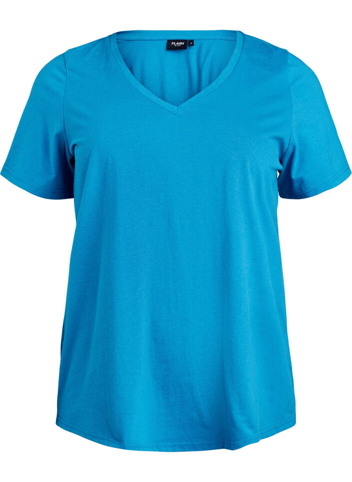 V-neck T-shirt, Blue, Packshot image number 0