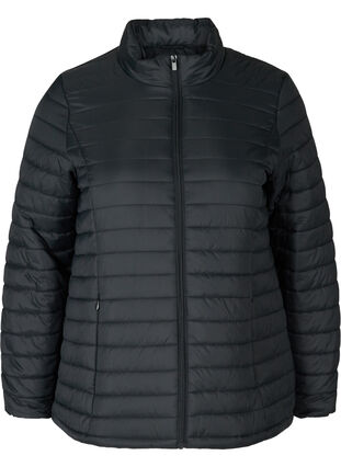 Short quilted jacket with a zip, Black, Packshot image number 0