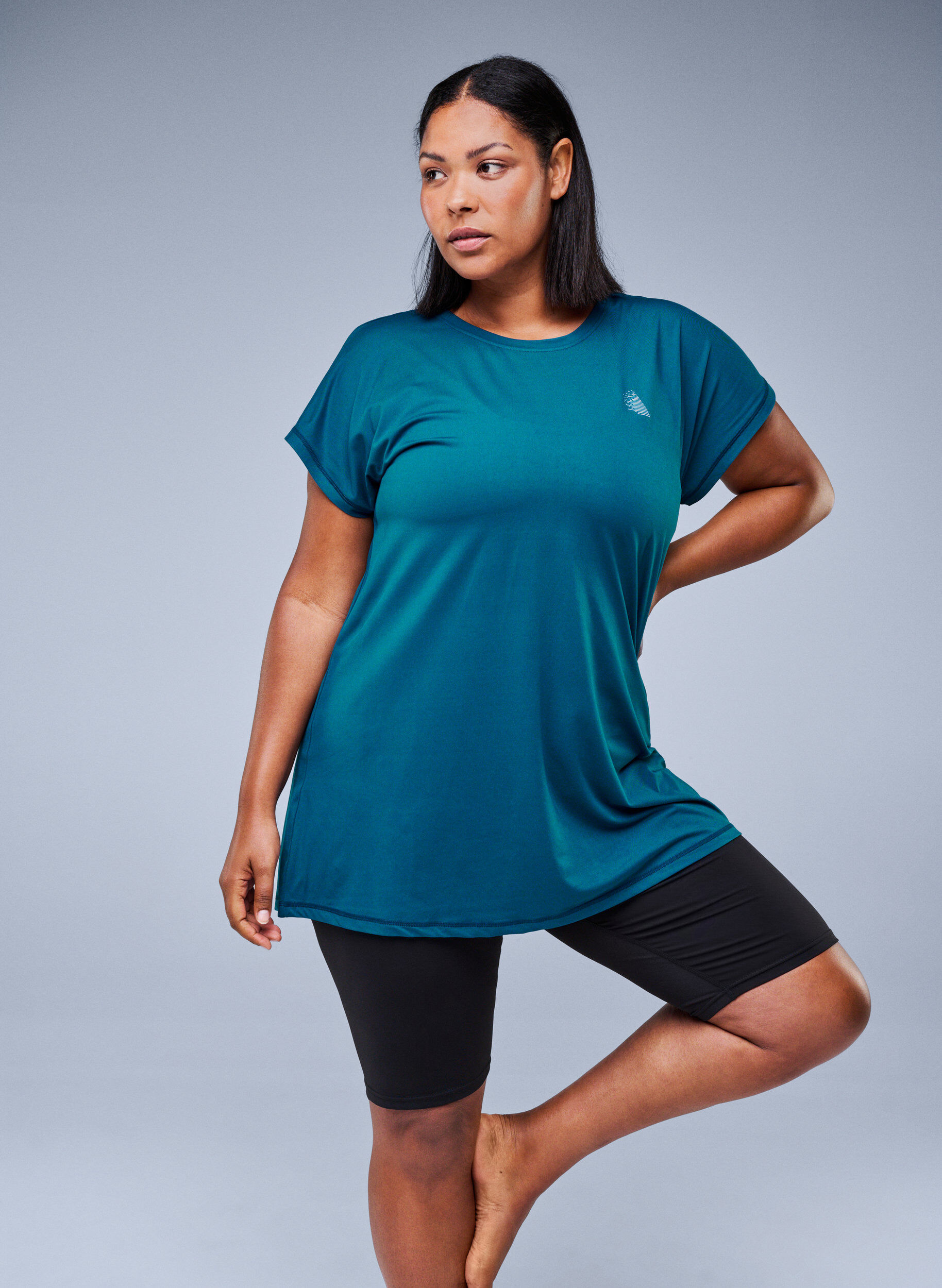 ZizzifashionLong workout T-shirt, Petrol, Image image number 0