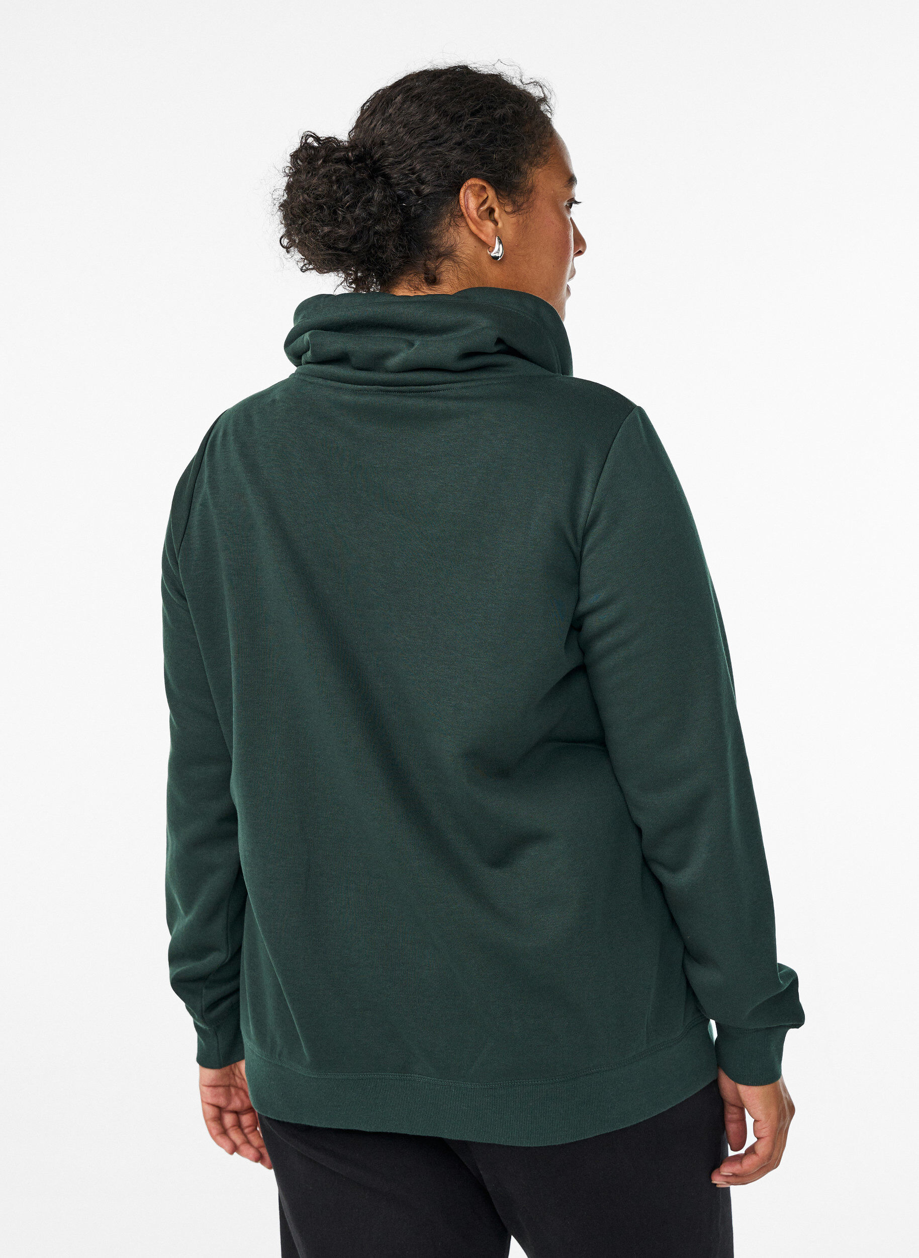 Zizzifashion Sweatshirt with high collar and pockets, Green, Model image number 2