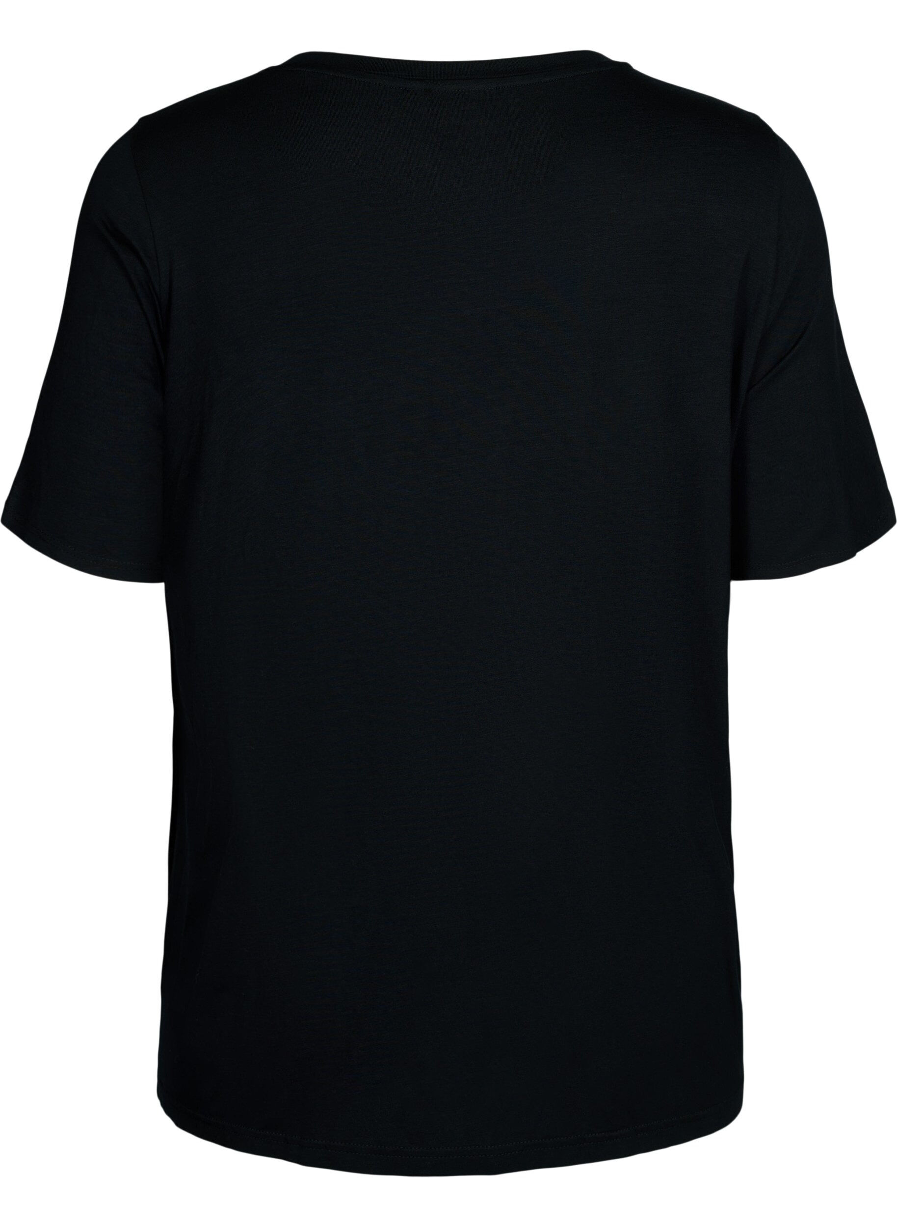 Zizzifashion Short-sleeved viscose night t-shirt, Black Coffee, Packshot image number 1