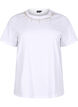 T-shirt with round neck and rhinestones, Bright White, Packshot image number 0