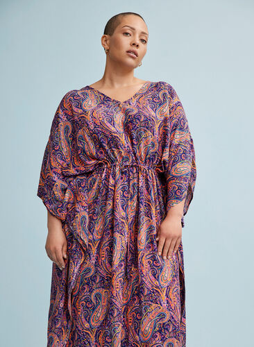 Viscose kaftan dress with paisley print, Paisley AOP, Image image number 0