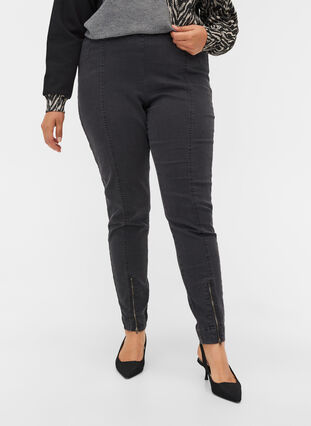 Jeggings with zip detail, Grey Wash, Model image number 2