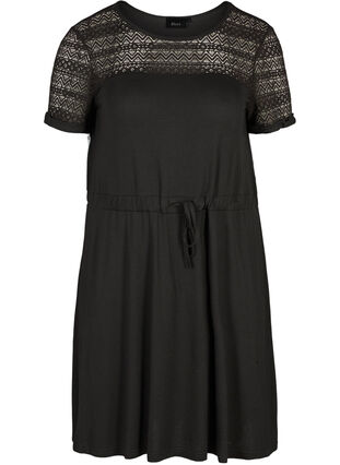 Short-sleeved dress, Black, Packshot image number 0
