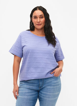 Short-sleeved cotton t-shirt, Lavender Violet, Model image number 0