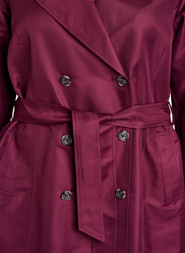 Short trench coat with belt, Dark Bordeaux, Packshot image number 2