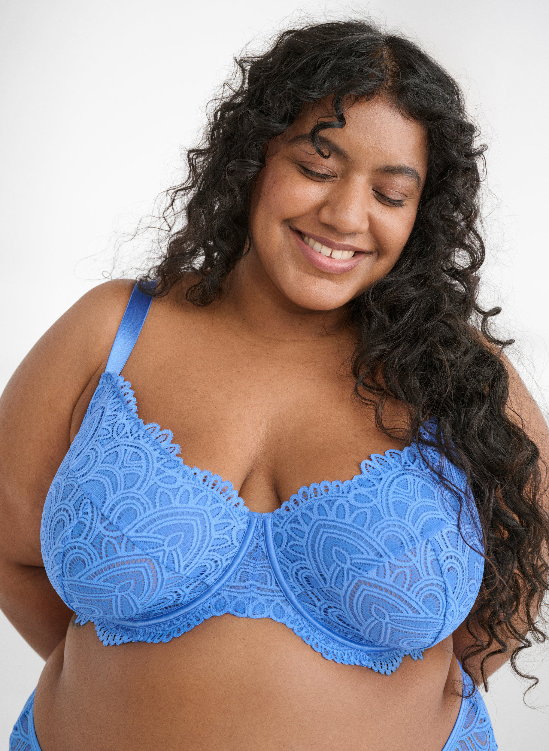 Zizzifashion Full coverage underwired lace bra, Blue, Image image number 0