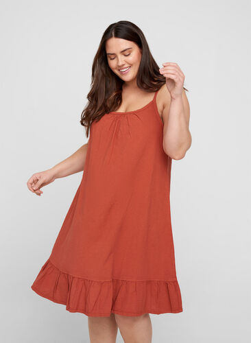Cotton dress with thin straps and an A-line cut, Arabian Spice, Model image number 0