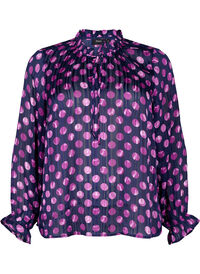 Long sleeve blouse with ruffles and print