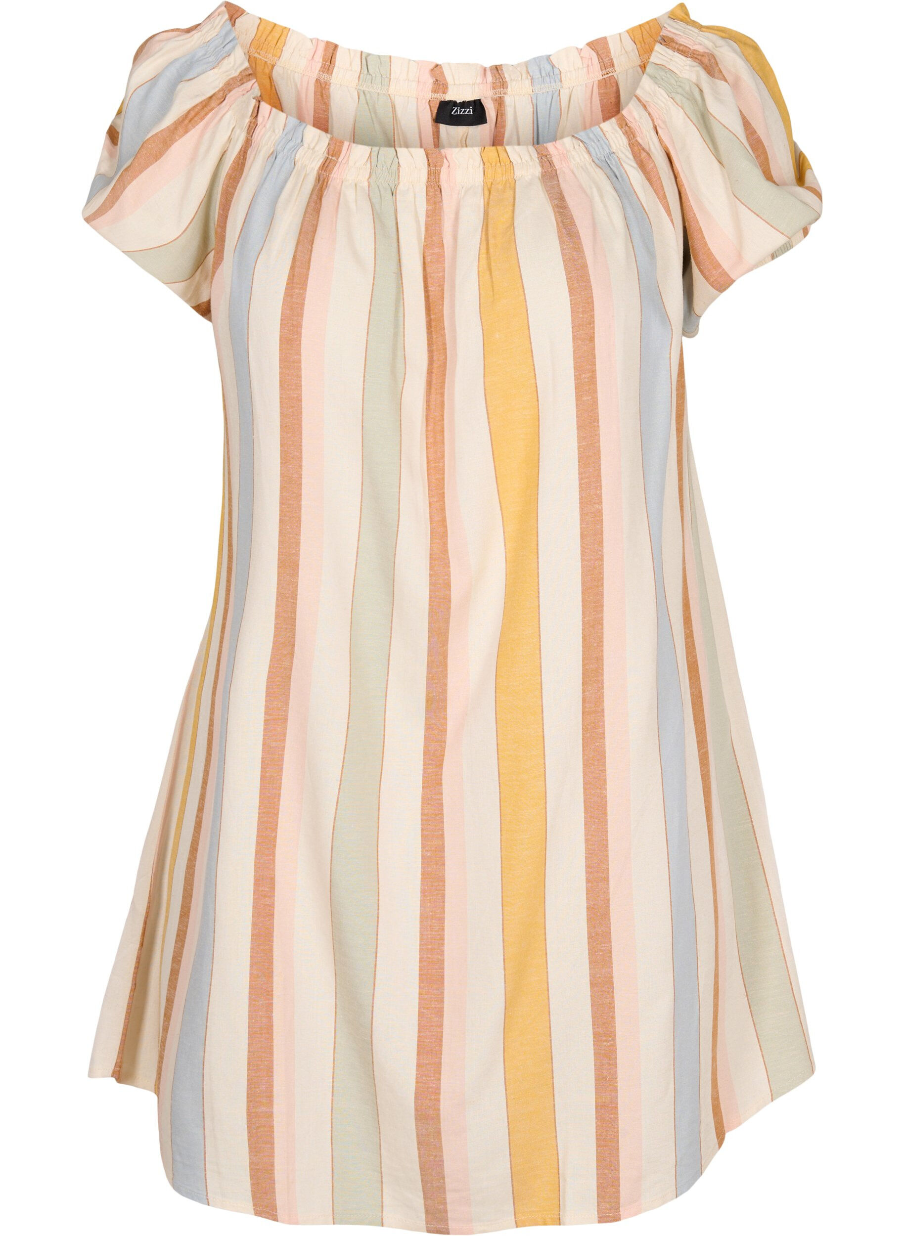 Zizzifashion Off-shoulder beach tunic, Striped Jaquard, Packshot image number 0