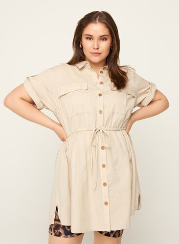 Short-sleeved tunic with buttons, As Sample, Model image number 0