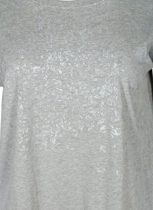 Short-sleeved t-shirt with tone-on-tone print, Light Grey Melange, Packshot image number 2