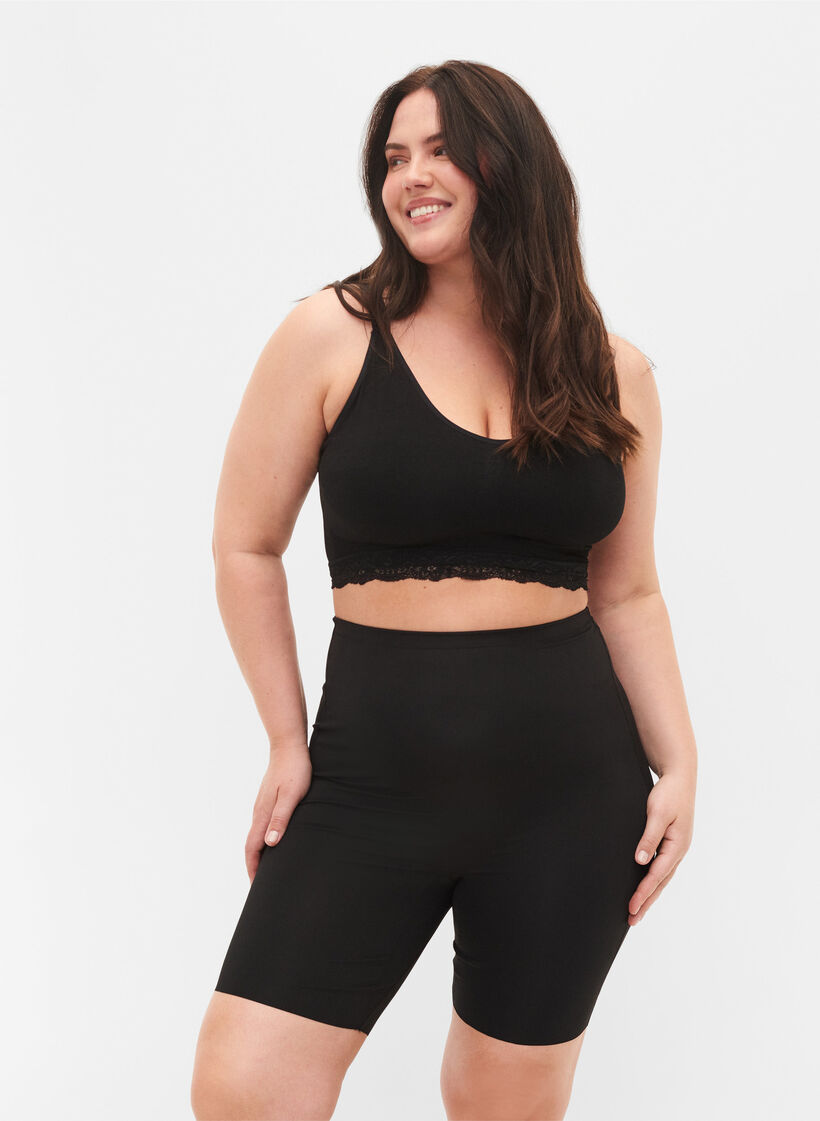 Light shapewear shorts with high-rise waist, Black, Model image number 0