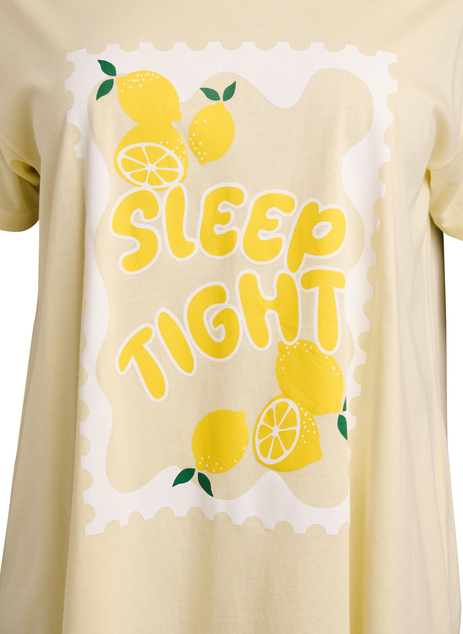 Zizzifashion Long night T-shirt in organic cotton with print, Yellow, Packshot image number 2