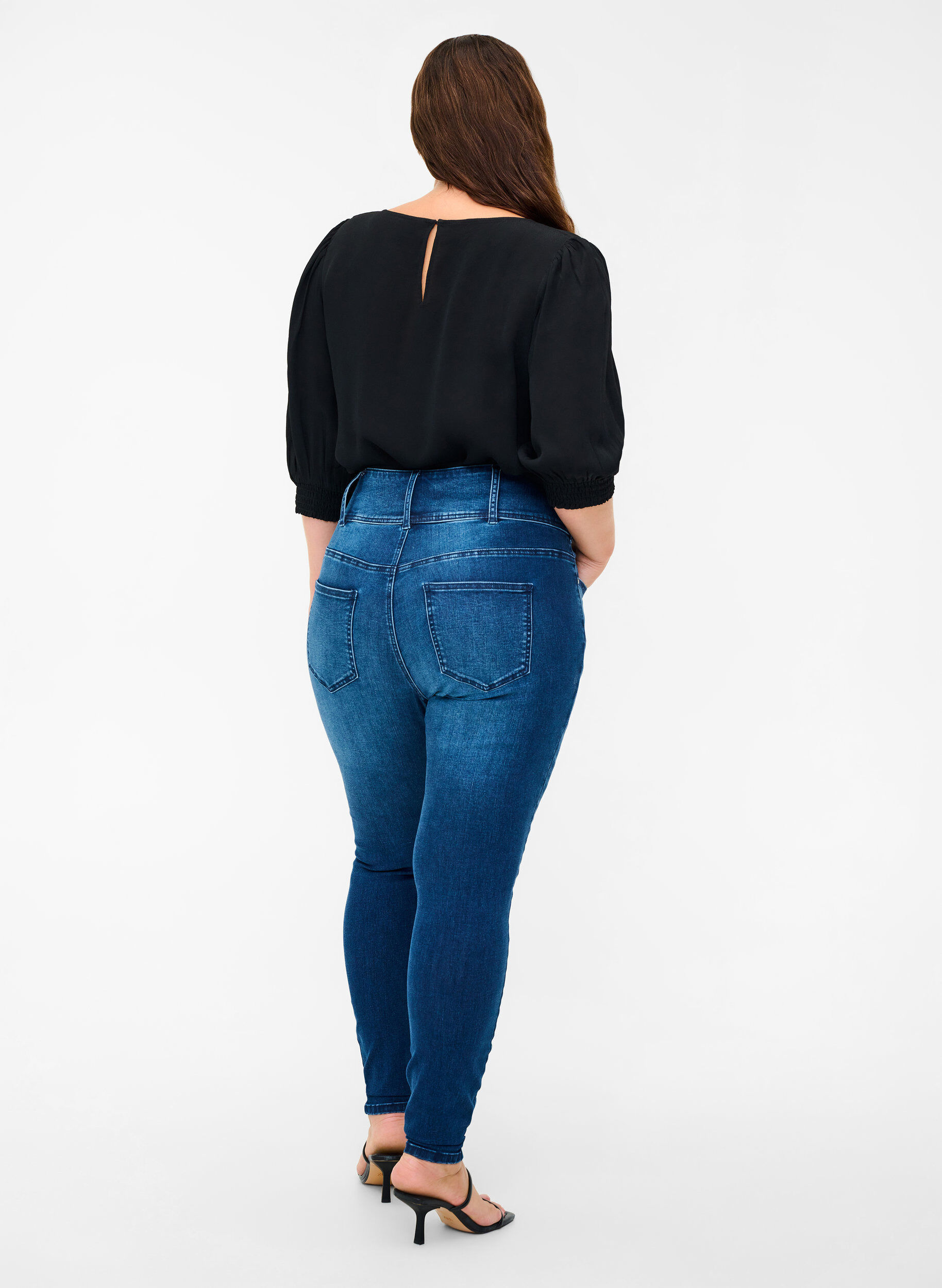 Zizzifashion Super slim Bea jeans with extra high waist, Blue, Model image number 1