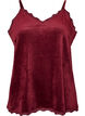 Velour top with lace trim, Red, Packshot image number 0