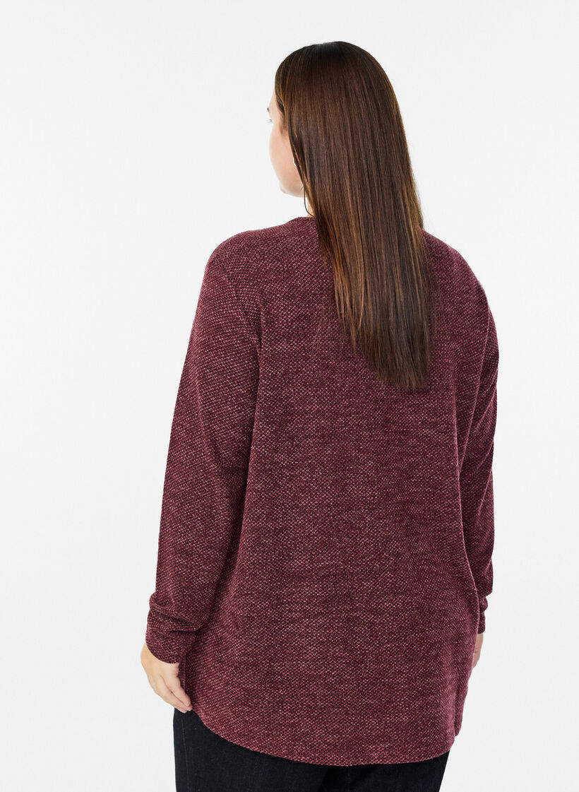 Long-sleeved blouse with texture, Dark Bordeaux, Model image number 2