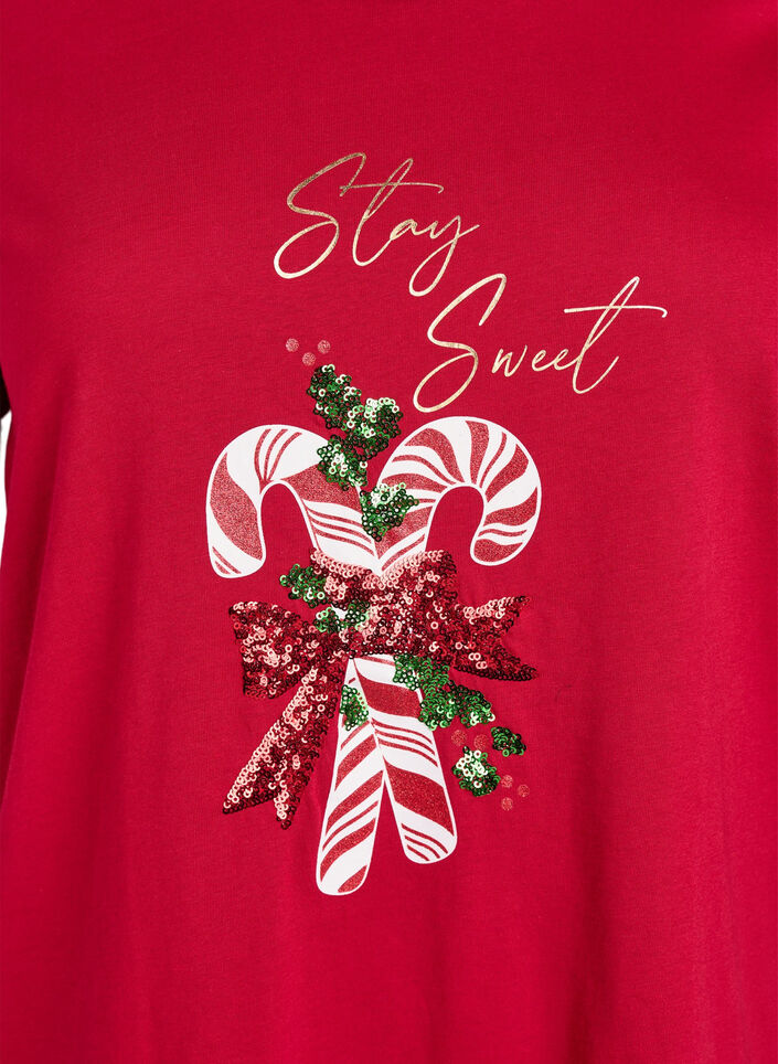 Christmas t-shirt in organic cotton, Red, Packshot image number 2