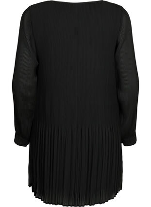 Pleated tunic with long sleeves, Black, Packshot image number 1