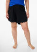 Loose night shorts with ribbed texture and lace trim, Black, Model image number 3