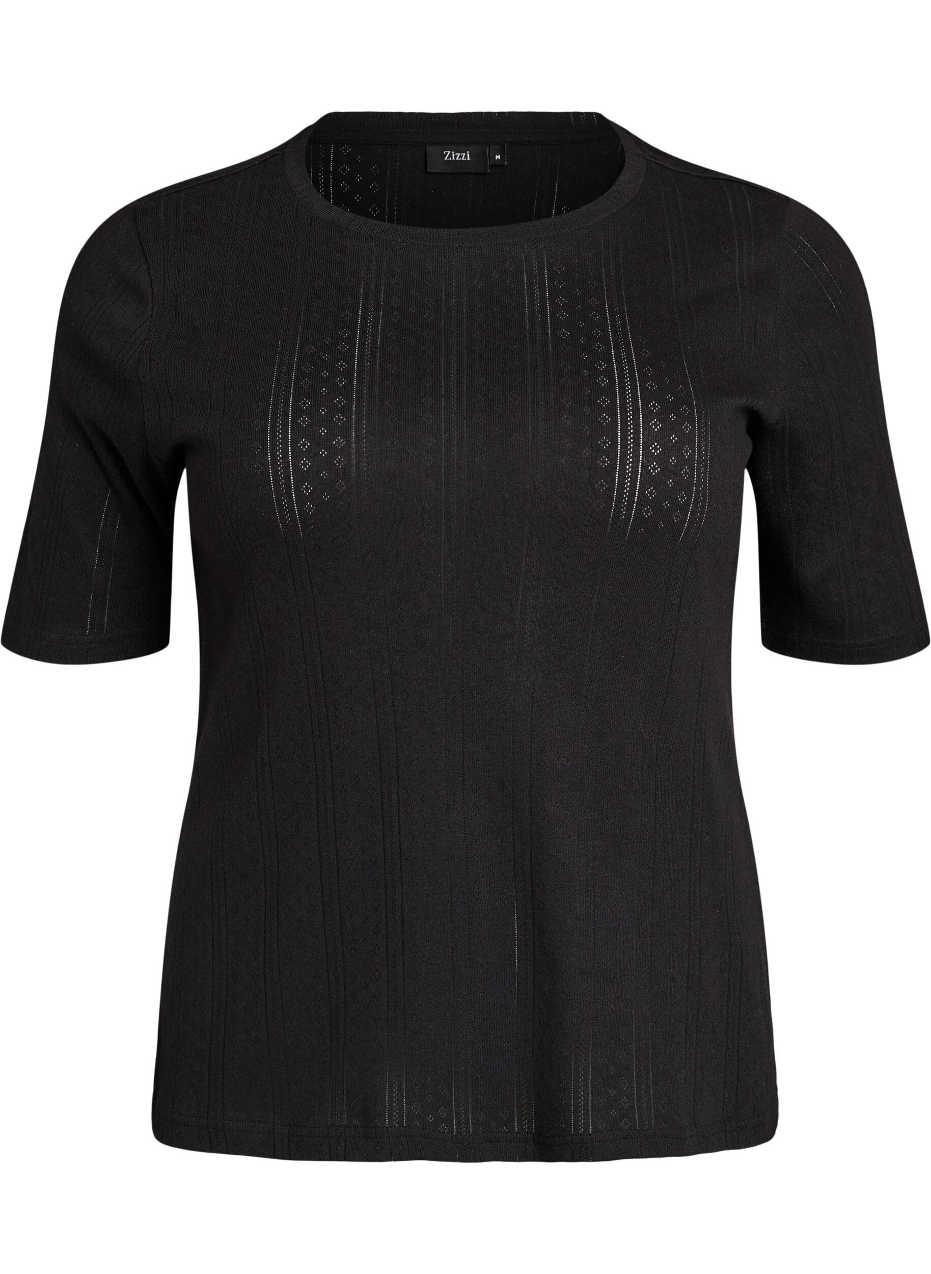 Cotton T-shirt with eyelet embroidery