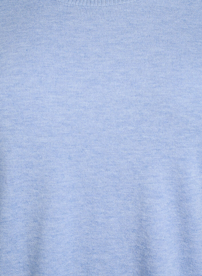 Knitted blouse with a round neck, Blue, Packshot image number 2