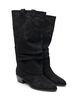 Long suede-look boot with a detachable shaft, Black, Packshot image number 1