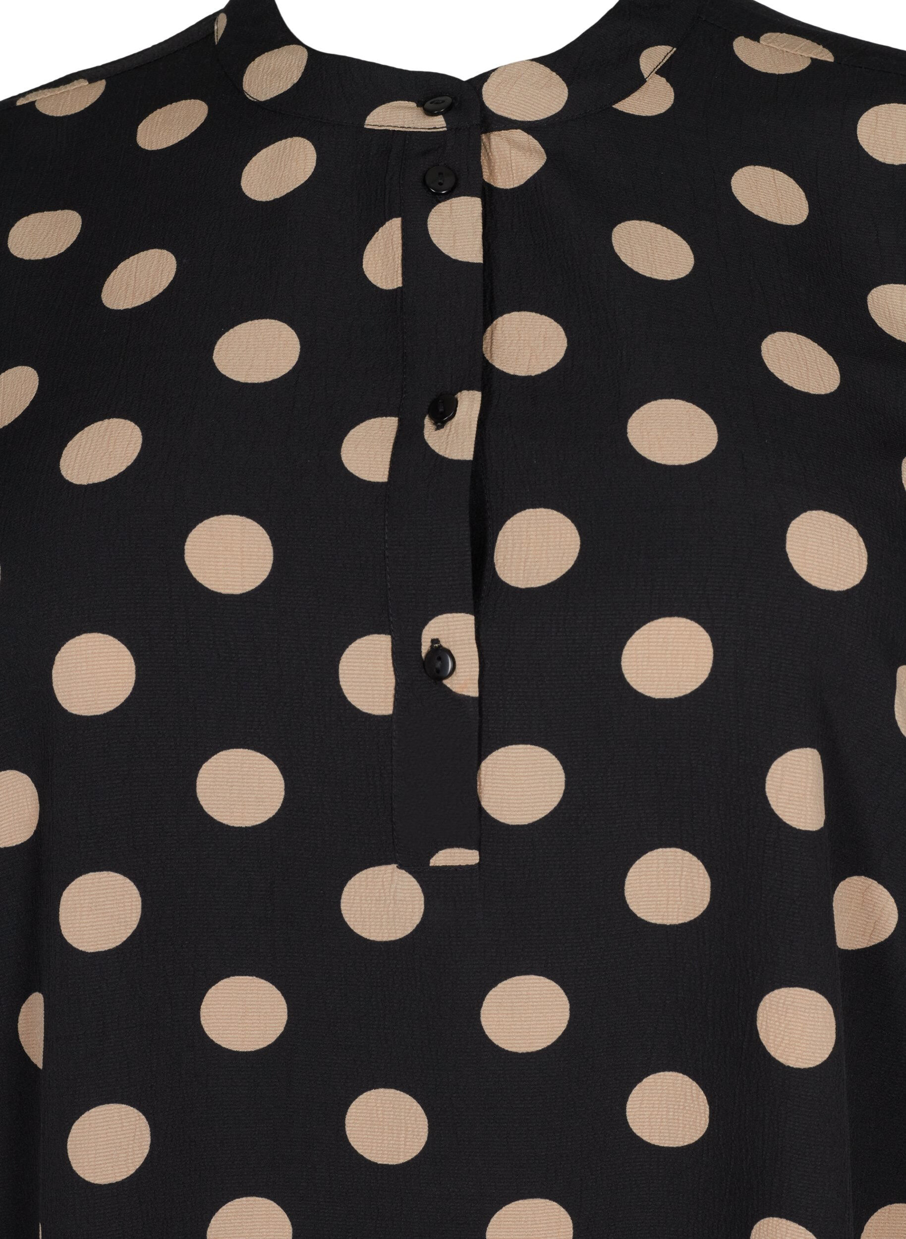 Zizzifashion FLASH - Floral tunic with short sleeves, Black Brown Dot, Packshot image number 2