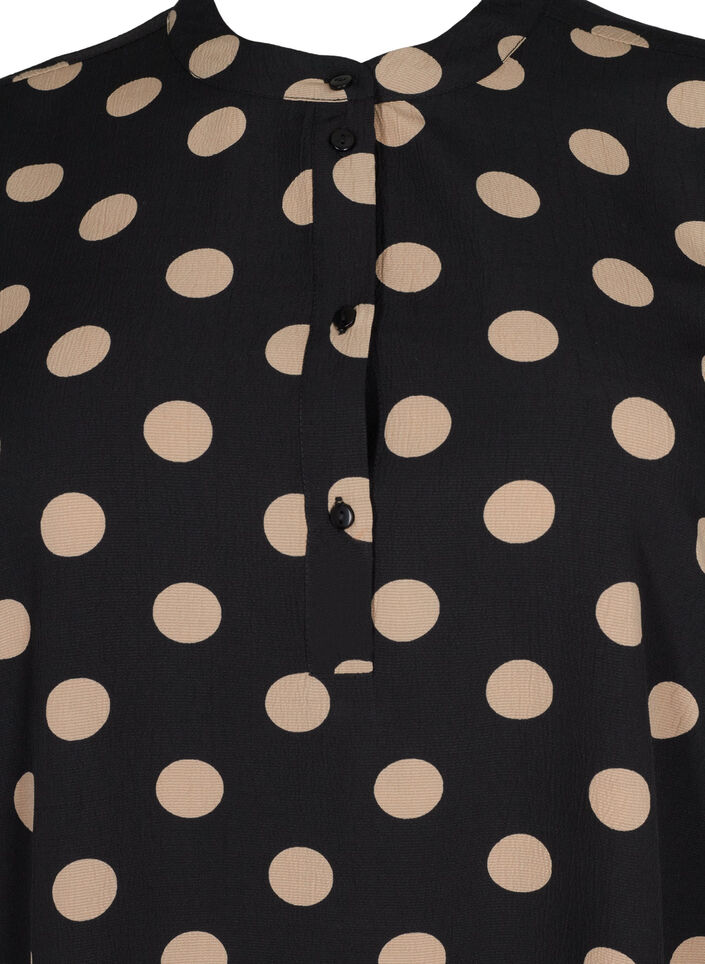 FLASH - Floral tunic with short sleeves, Black Brown Dot, Packshot image number 2