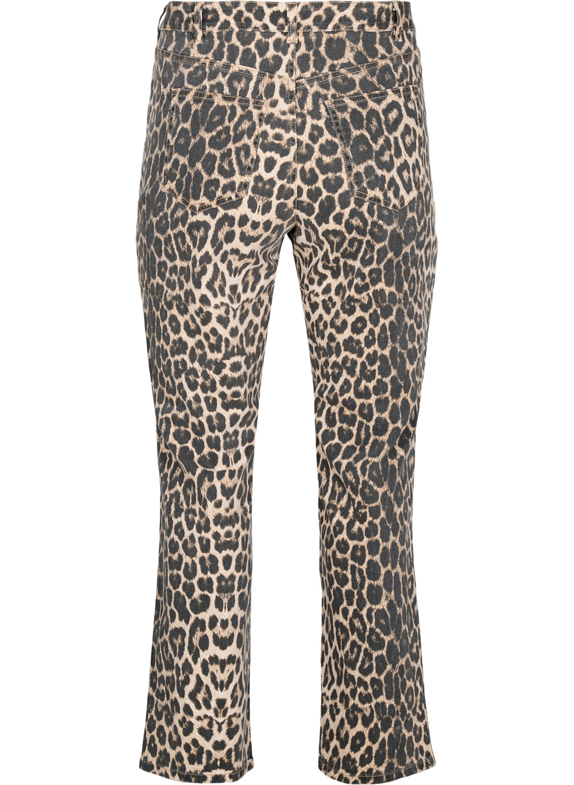 Zizzifashion Regular fit jeans with zebra print, Brown, Packshot image number 1