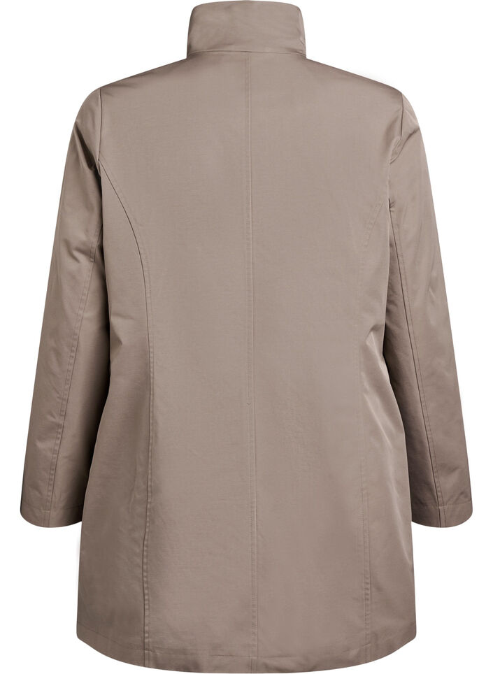 Jacket with pockets and high collar, Brown, Packshot image number 1