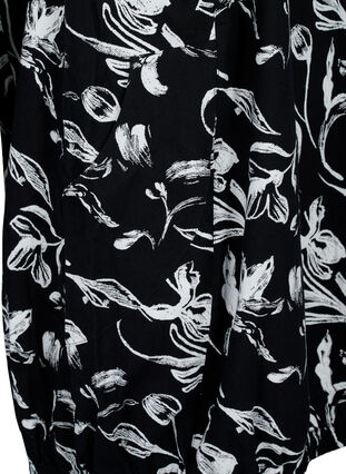 Short-sleeved cotton dress with floral print, Black W. AOP White, Packshot image number 3