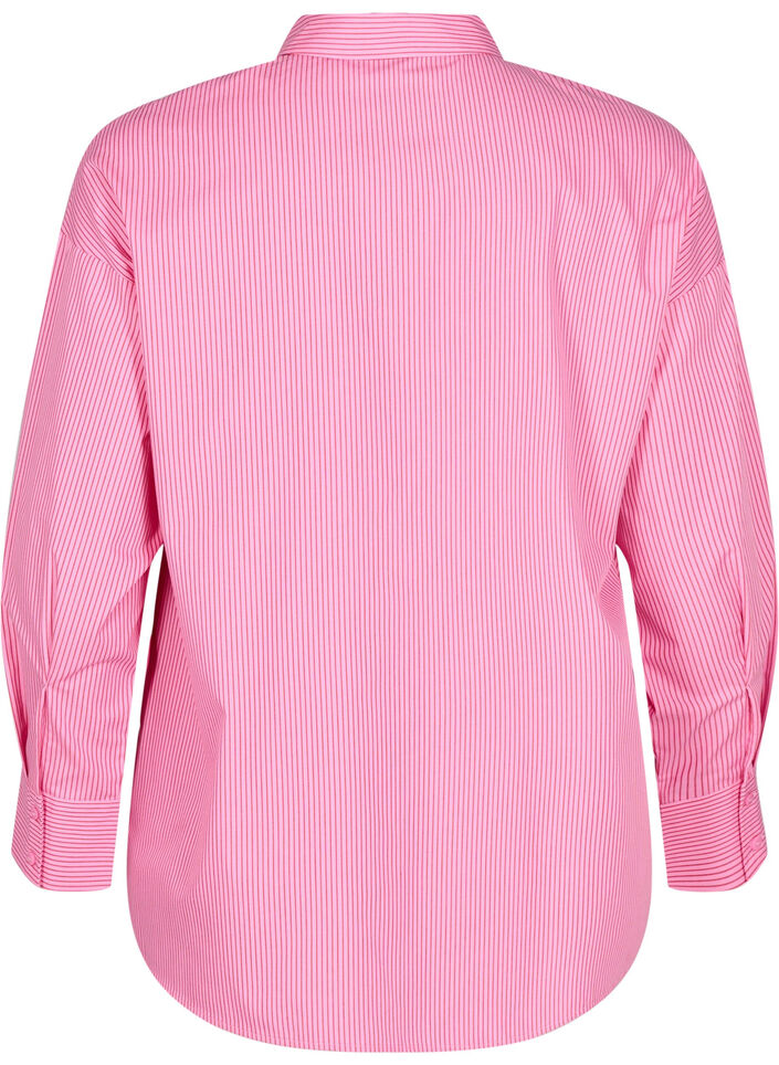 Loose long-sleeved shirt with stripes, Pink, Packshot image number 1